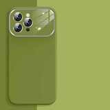 Liquid Big Window Solid Color  High-end Protective iPhone Case, Color: Willow green, Model: Iphone 14 pro max