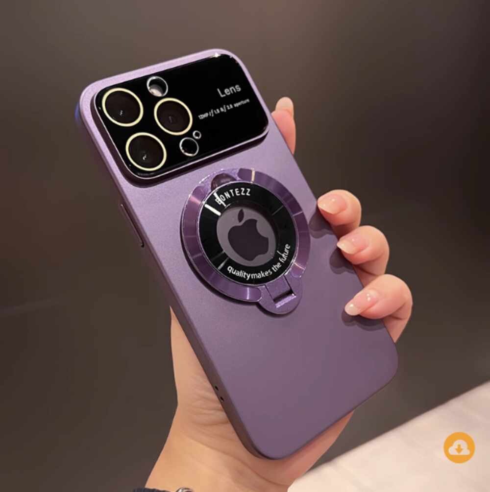 Dew Label MagSafe Bracket Goggles Large Window With Lens Film Pro Matte All-inclusive iPhone Case, Model: Iphone 14 pro max, Color: Night purple