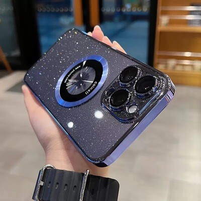 Flash Powder Transparent  Magnetic Suction Magnifying Glass iPhone Case.
