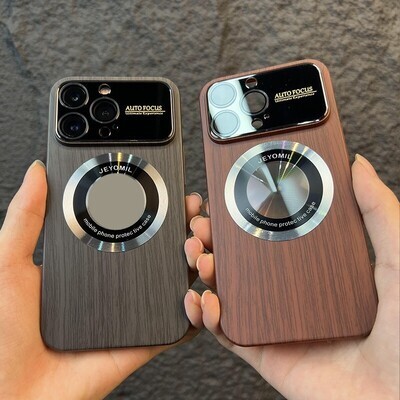 The New Wood Grain Large Window Goggle  Missing Label Magnetic Suction Protective iPhone Case