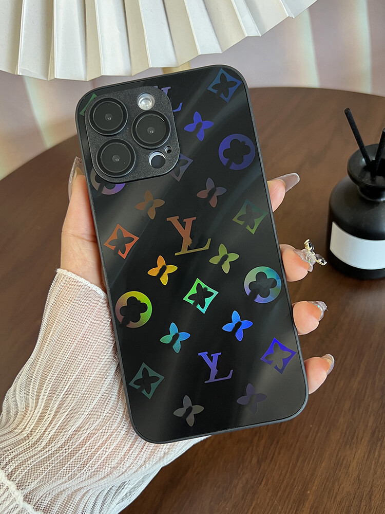 New Luxury Style iPhone High-end Sense With Lens Film High-end Anti-fall, Model: Iphone 15 pro max, Color: Black [laser]