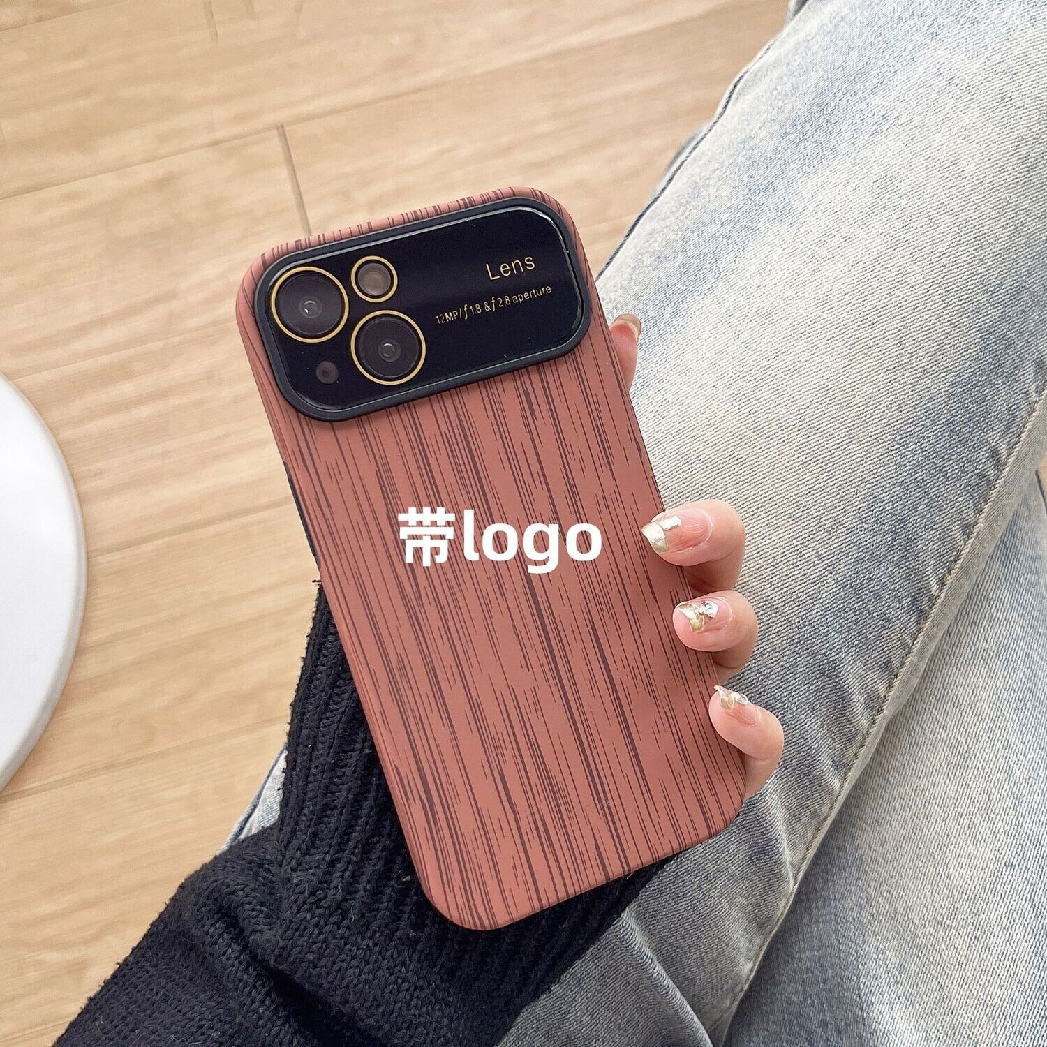Large Window Goggles Retro Wood Grain All-inclusive iPhone Case, Color: Brown wood grain, Model: Iphone 14pro