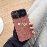 Large Window Goggles Retro Wood Grain All-inclusive iPhone Case, Color: Brown wood grain, Model: Iphone 14pro