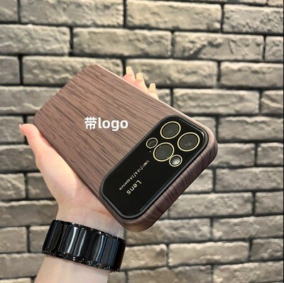 Large Window Goggles Retro Wood Grain All-inclusive iPhone Case