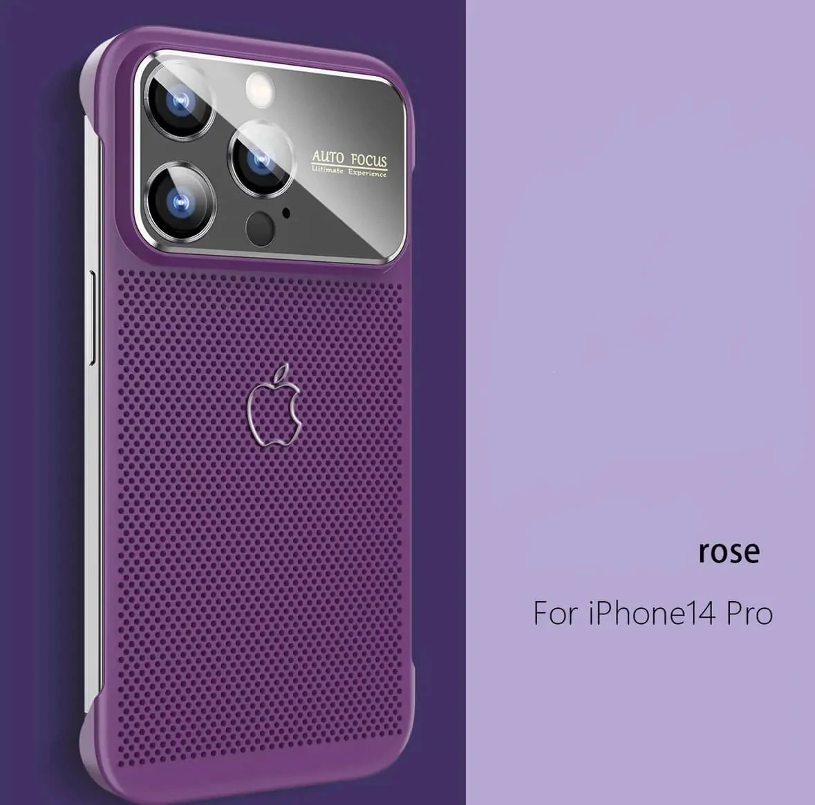 Summer New Large Window Goggles Ultra-thin Frameless Simple Heat Dissipation Non-slip iPhone Case, Color: Rose-logo, Model: Apple 14