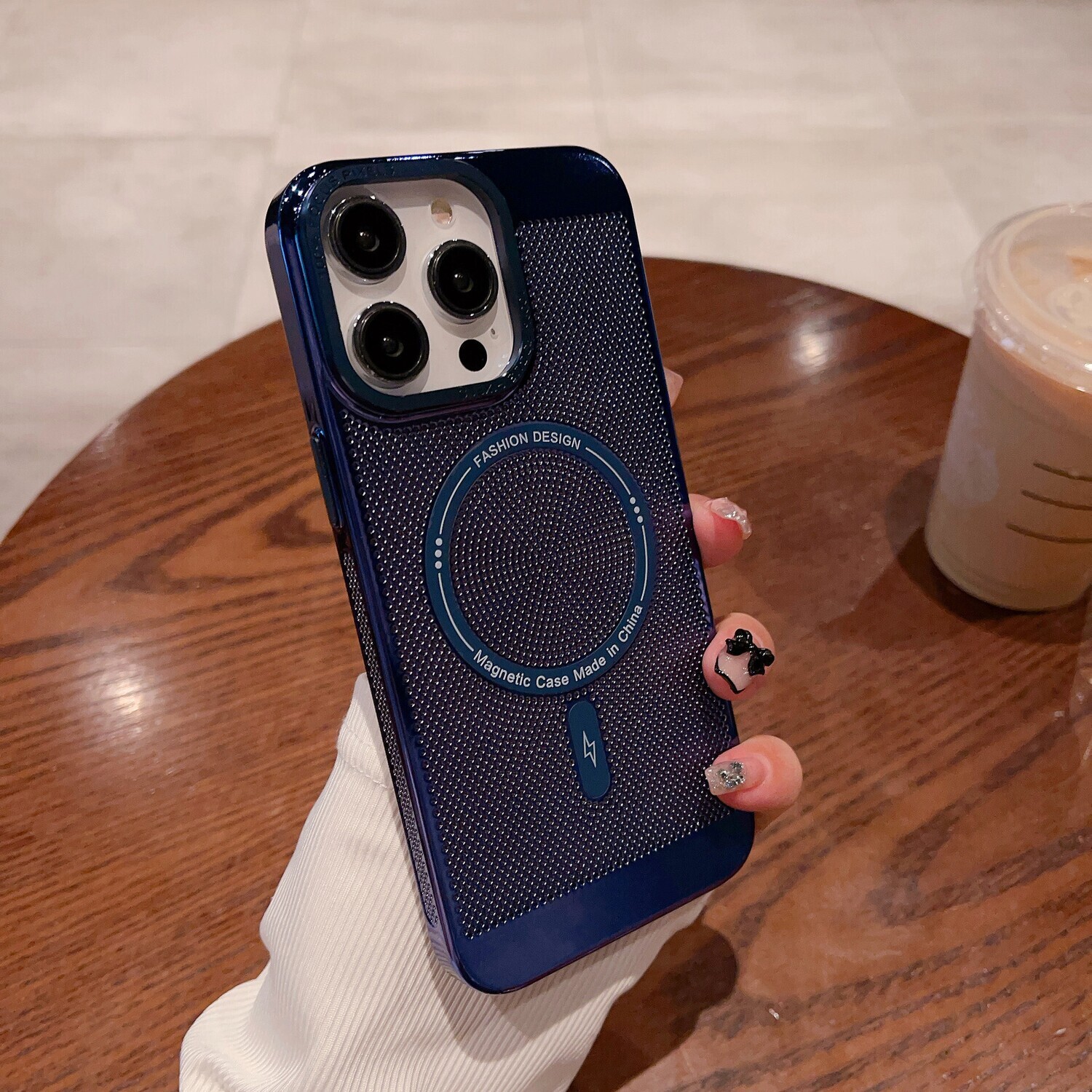 Heat Dissipation Magnetic Suction Anti-fall Protection iPhone Case, Color: Dark blue, Model: Iphone 11promax