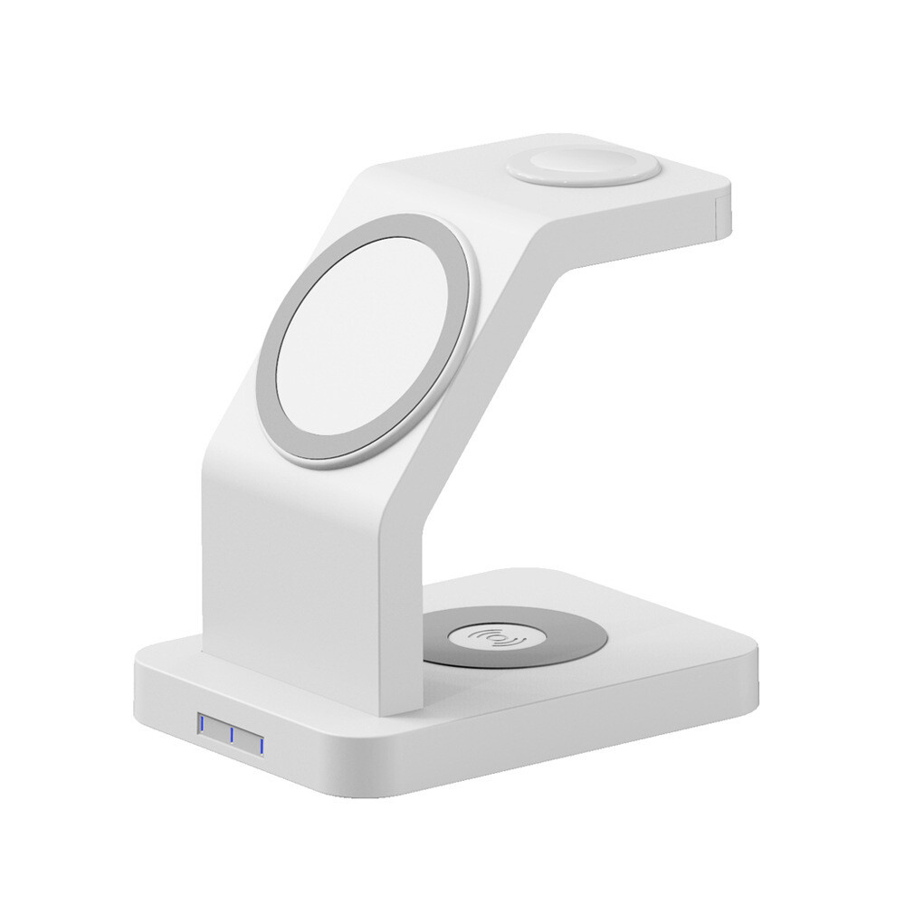 Apple Mobile Phone Magnetic Three-in-one Wireless Charger Vertical Bracket, Color: White