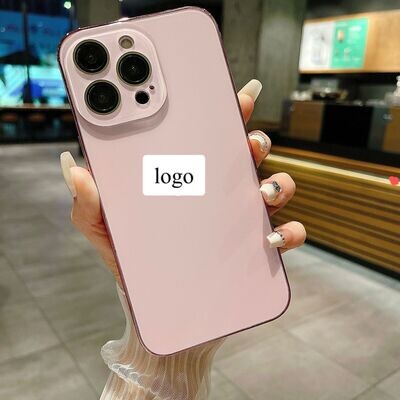 Electroplating Pc Matte With Glass Lens Film All-inclusive iPhone Case, Color: Pink, Model: Iphone13promax