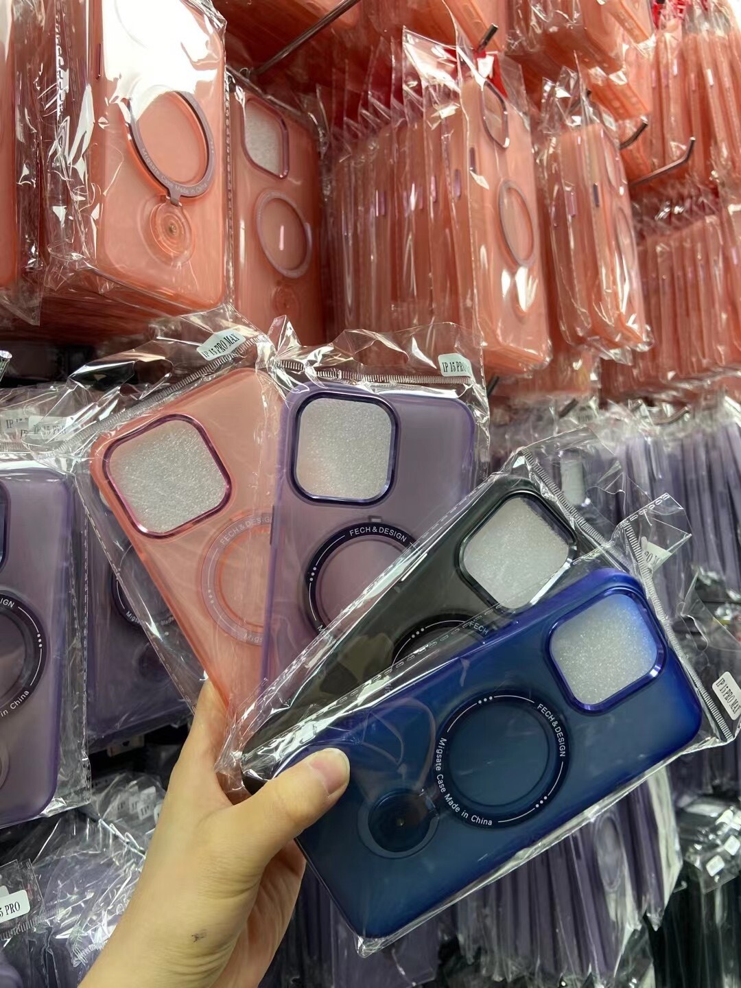 360 Rotating Bracket Anti-drop Magnetic iPhone 15 Case, Color: Dark blue, Model: iPhone 15 pro max