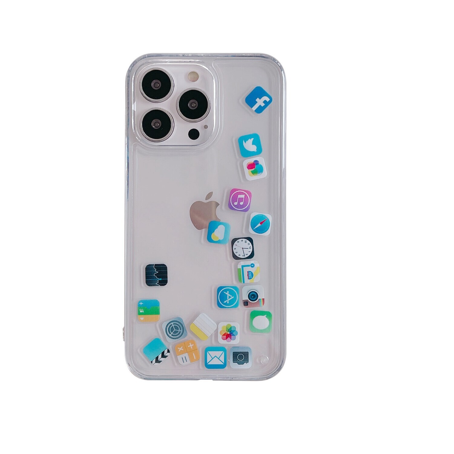 The New Liquid Transparent APP Protective iPhone Case, Model: Iphone 15 pro max, Color: Transparent app