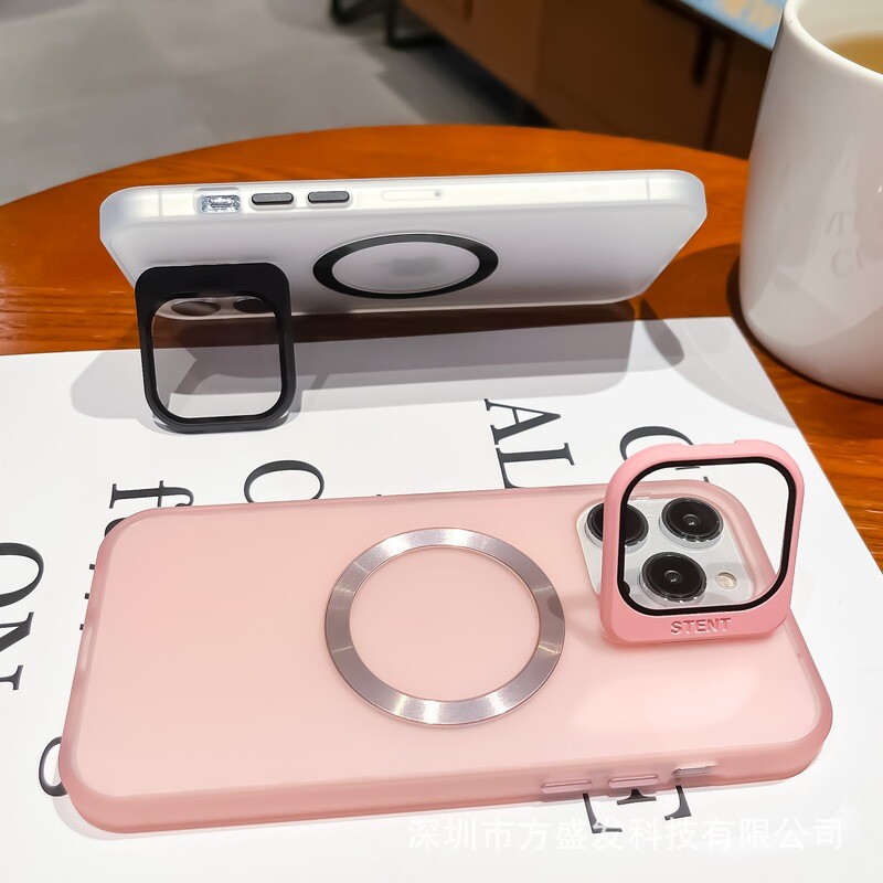 Goggle Stand Magnetic CD Pattern Frosted Skin Feel iPhone Case