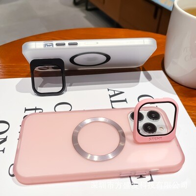 Goggle Stand Magnetic CD Pattern Frosted Skin Feel iPhone Case