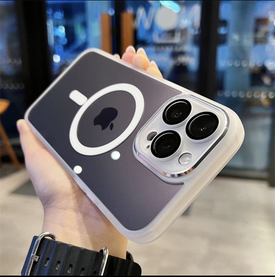 Anti-skid Strip Design With MagSafe iPhone Case, Color: Transparent, Model: Iphone15promax magnetic suction