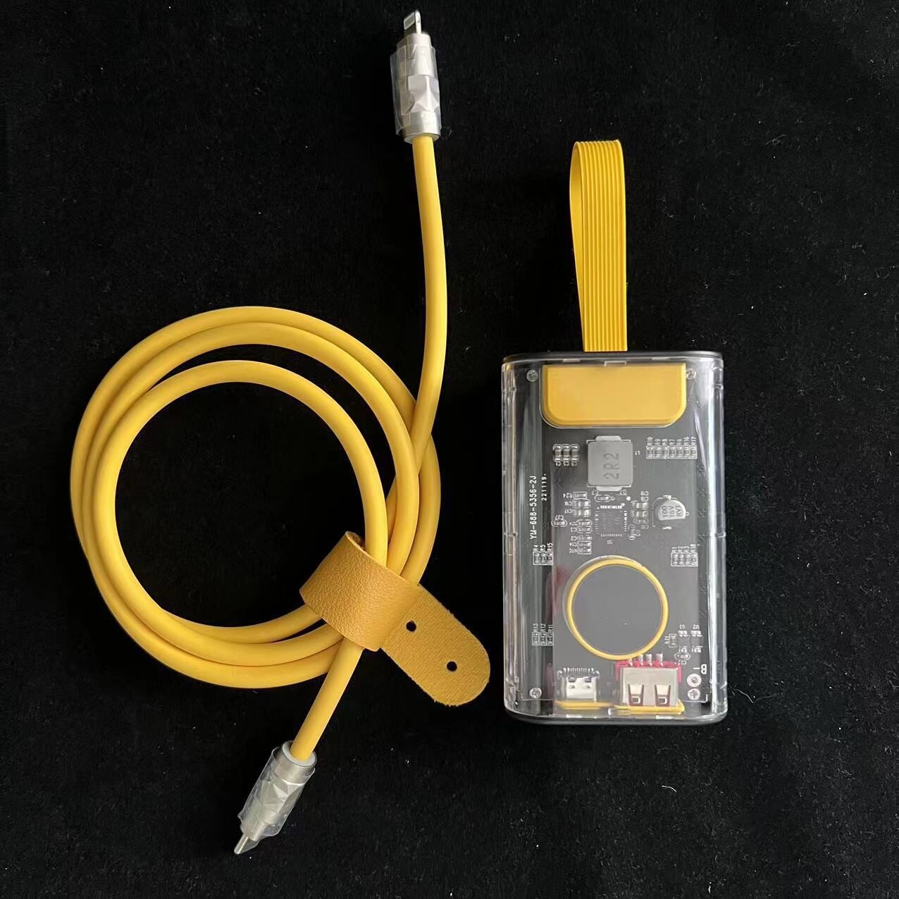 Bumblebee 10,000 MAh Large Capacity 22.5W Super Fast Charging Transparent Cyberpunk Style New Power Bank Set, Color: Little wasp two-piece set [power bank + data cable], Power Capacity: Apple