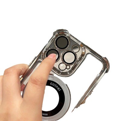 Electroplating Bracket Magnetic Space Shell All-inclusive iPhone Case