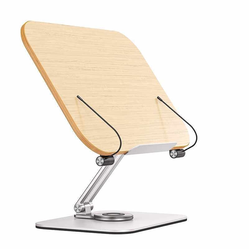 New 360 Rotating Desktop Tablet Stand, Reading Rack Multi-functional Liftable Student Reading Bookshelf, Color: White