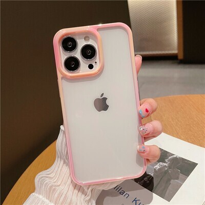 Colorful Laser Acrylic Transparent Anti-fall Protective Case, Color: Pink, Models: Iphone13promax