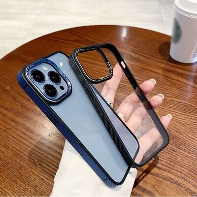 Side Carbon Fiber Pattern Metal Lens Anti-fall Protective iPhone Case