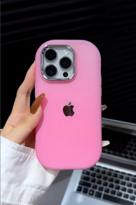 Solid Color Liquid Silicone Electroplated Mirror Ring iPhone Case
