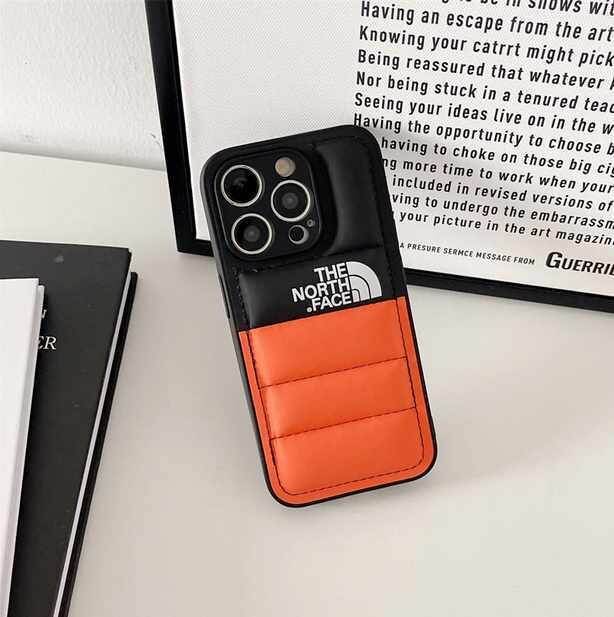 North Face Down Jacket iPhone Case, Model: iPhone 15 Pro Max, Color: Black/Orange