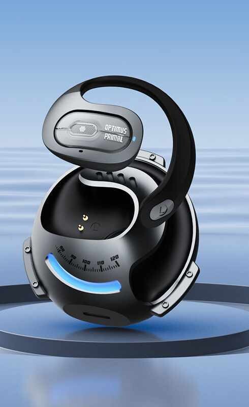 Transformers Open Type Small Coconut Ball Bluetooth Headset Mechanical Planet Does Not Enter The Ear Hanging, Color Classification: Silver [bluetooth 5.4+surround sound+hd call], Package type: Official standard