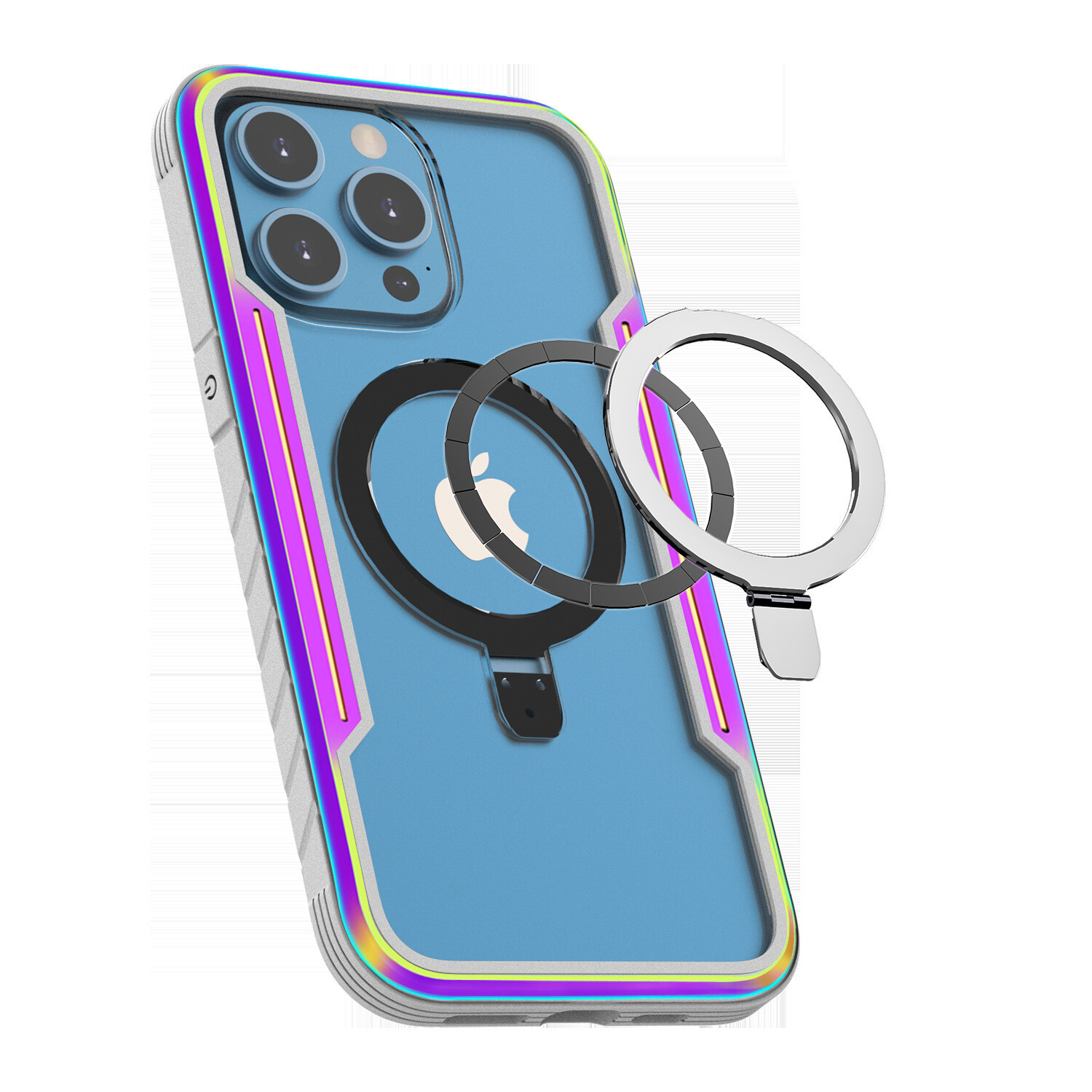Thunder Metal Magnetic Stand Anti-fall iPhone Case, Color: Colorful, Model: iPhone15