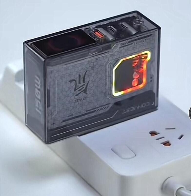 Deuterium Front 150W, 100W  and 65W Transparent Gallium Nitride Charger 3 and 4 Port Plug Phone Fast Charger