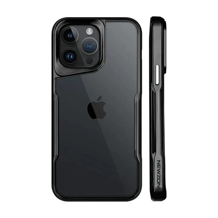 Transparent Armor thin Waist Four Corners Anti-fall iPhone Case, Model: iPhone 15 Pro Max, Color: Titanium Black