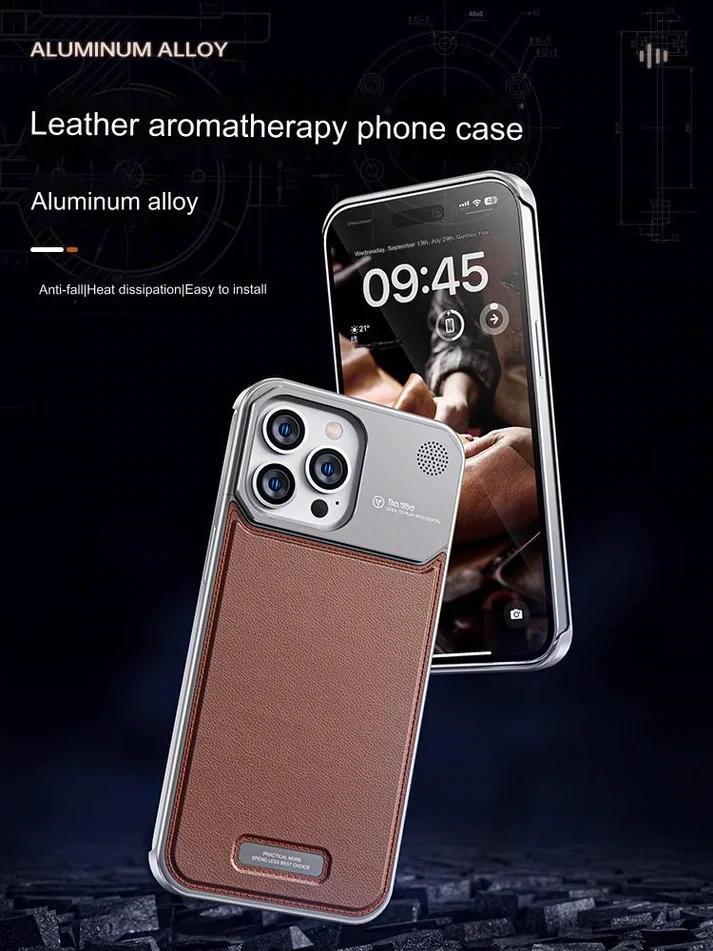 Aluminum Alloy Aromatherapy iPhone Case, Model: iPhone 15 Pro Max, Color: Gun grey