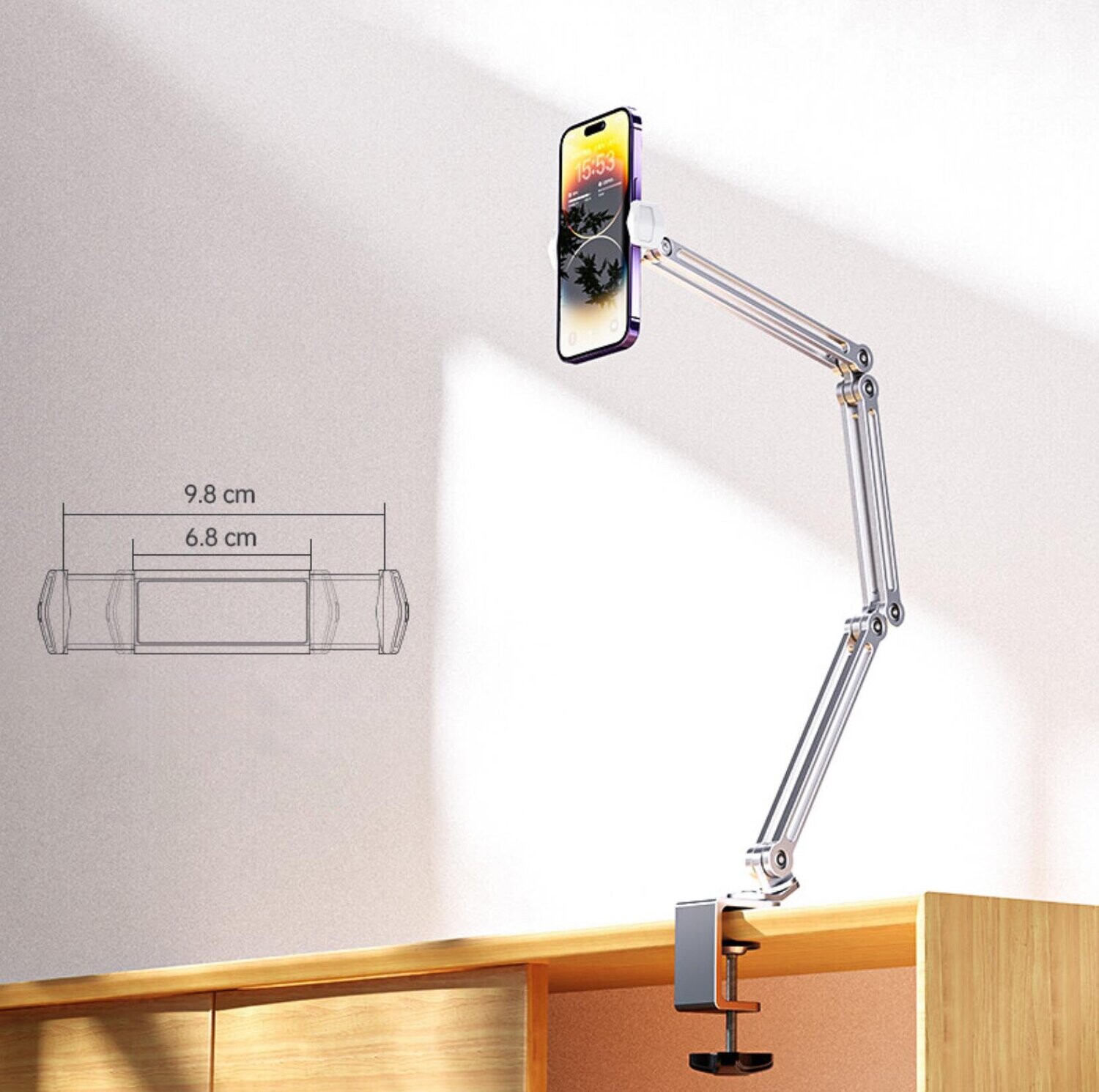 Mobile Phone &amp; Tablet Special Stand Desktop Cantilever, Color classification: Haoyue silver-six-axis 360-degree rotation [for mobile phones]