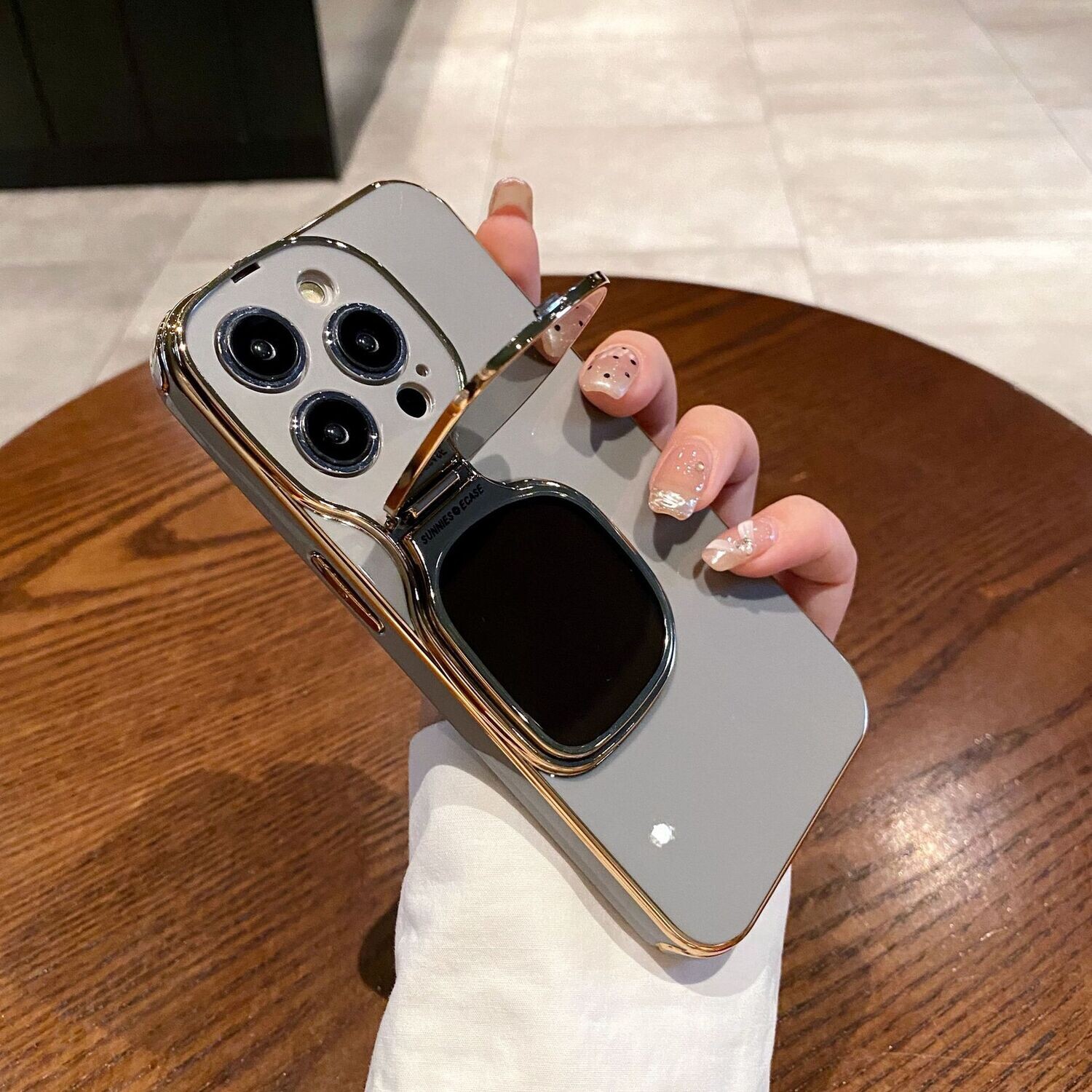 High-end Electroplating Sunglasses Holder iPhone Case, Color: Titanium gray, Model: Iphone 15promax