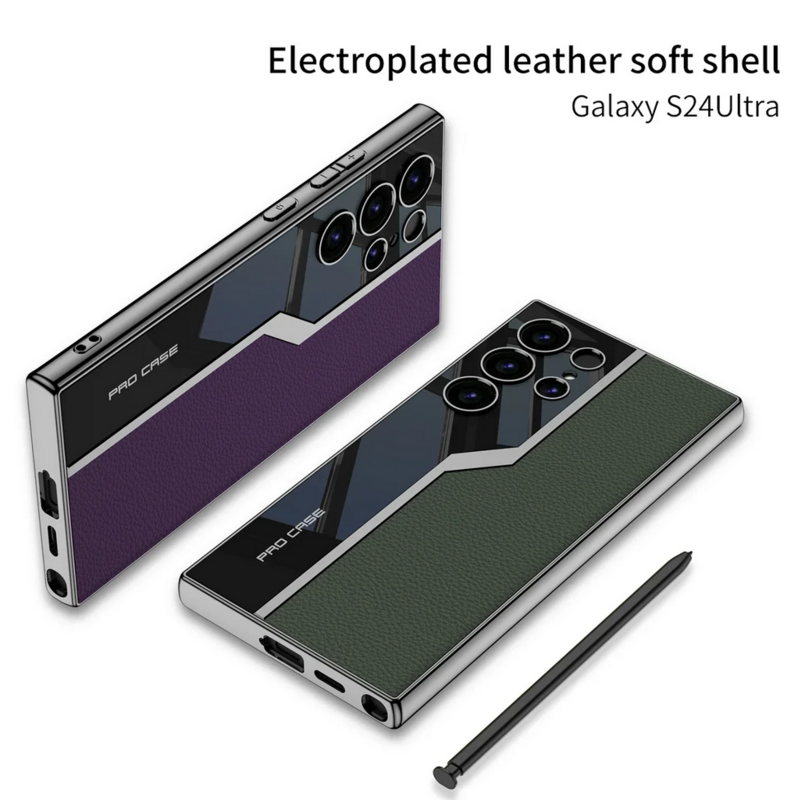 Ultra Thin Electroplated TPU Soft Plain Leather Samsung Case