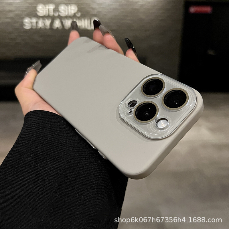 Skin Matte Solid Color All-inclusive Hard  iPhone Case, Color: Titanium original color, Model: 15promax