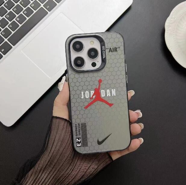 Fashion Brand Luminous Laser Frosted iPhone Case, Color: Red Jordan, Model: Iphone 14promax