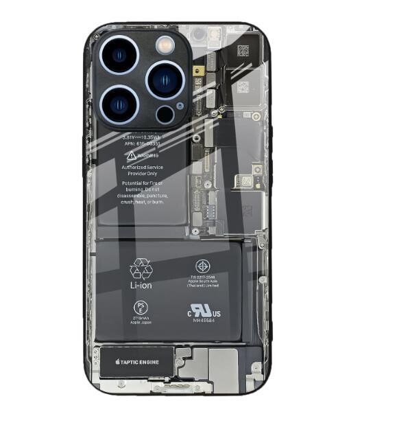 Creative Circuit Board Texture Glass Phone Case, Applicable models: Iphone15promax, Color: Dlb--02