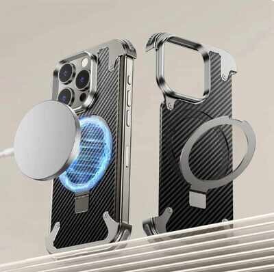 Carbon Fiber Pattern, Kevlar Metal Frameless With Magnetic Bracket Anti-fall iPhone case