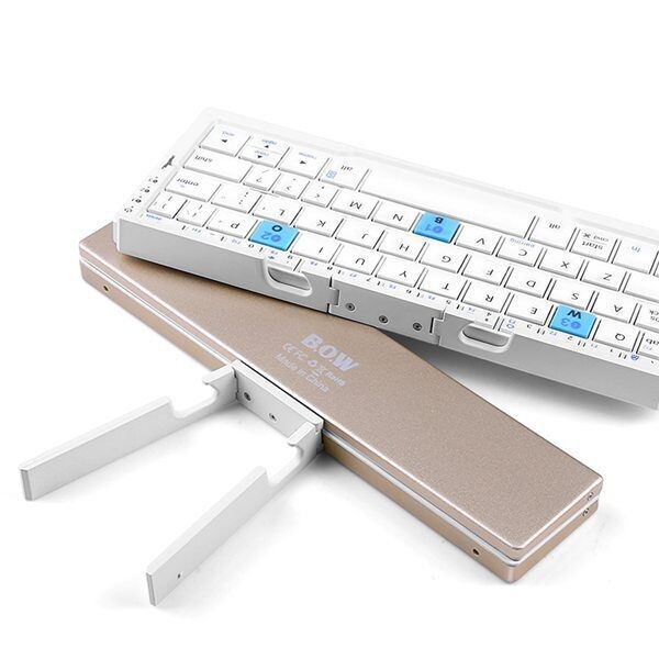 Mini Folding Three Bluetooth Wireless Keypad, Color: Gold