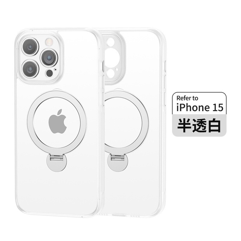 360 Degree Rotating Bracket Magnetic iPhone Case, Color: Transparent, Model: Iphone 15promax