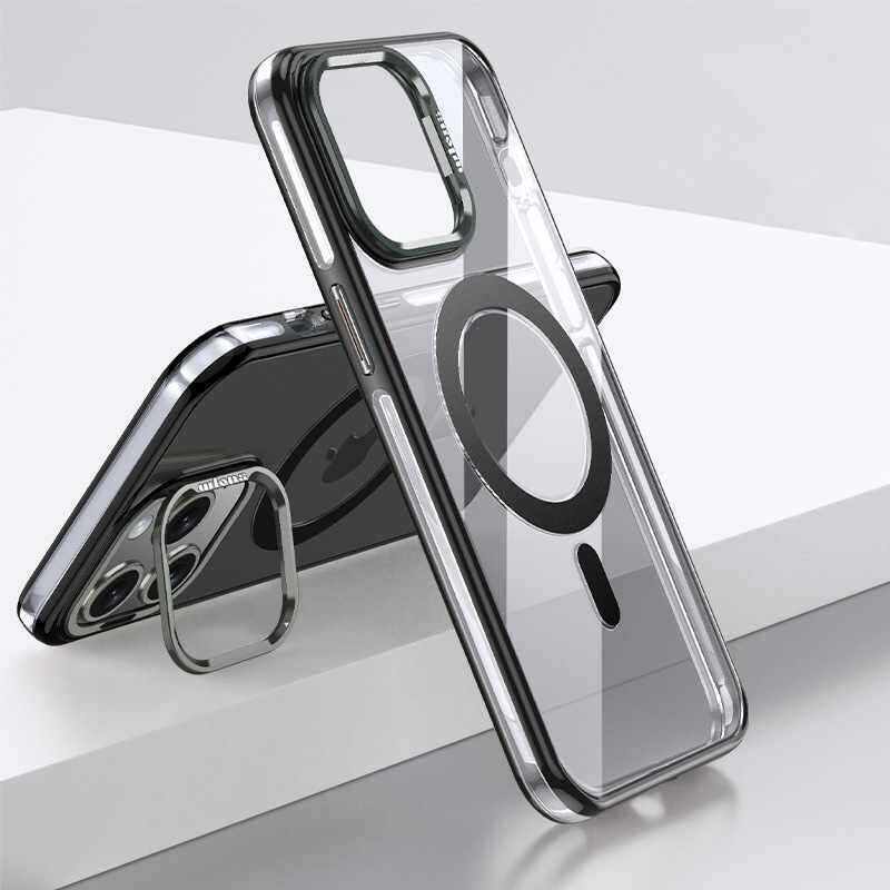 Titanium-Colored Hollow Transparent iPhone Case, Color: Black ring, Models: Iphone 15 pro