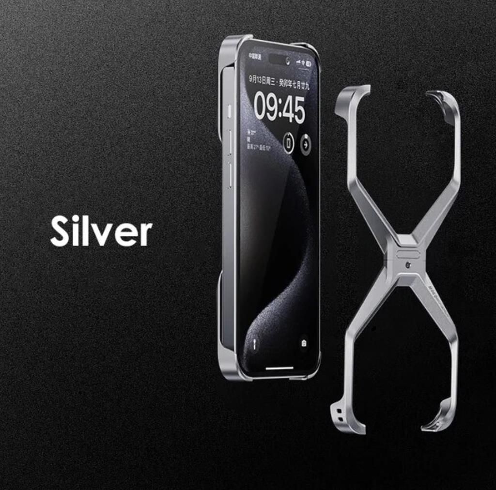 Rimless Aluminum Alloy iPhone Case, Color: Silver, Model: Iphone15promax