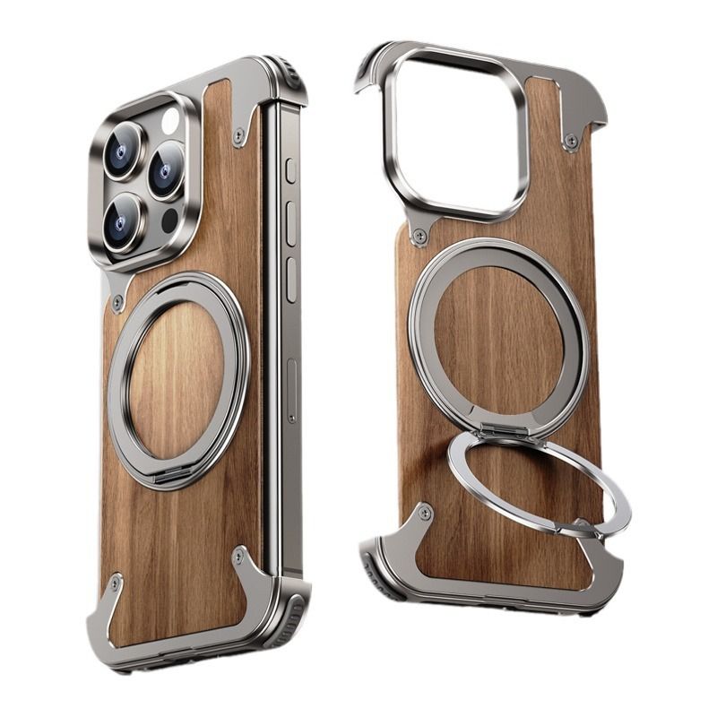 Walnut Metal Borderless Magnetic iPhone Case