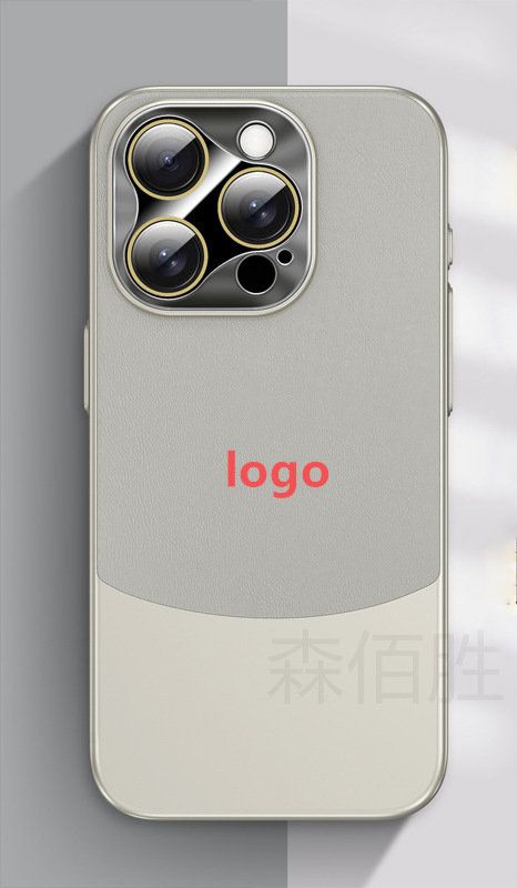 Plain Leather iPhone 16 looks iPhone Case (With Logo), Color: Titan gray, Model: 15 ProMax