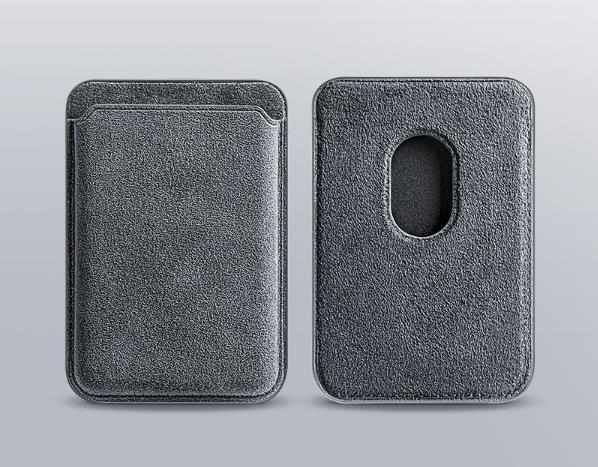Apple/Samsung Series ALCANTARA Advanced Suede Magnetic Card Holder, Color: Light gray