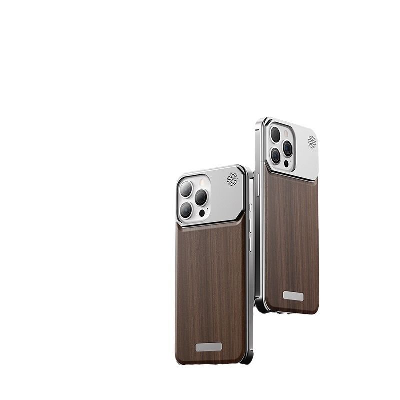 Walnut Aluminum Alloy Aromatherapy Metal Wood Grain iPhone Case
