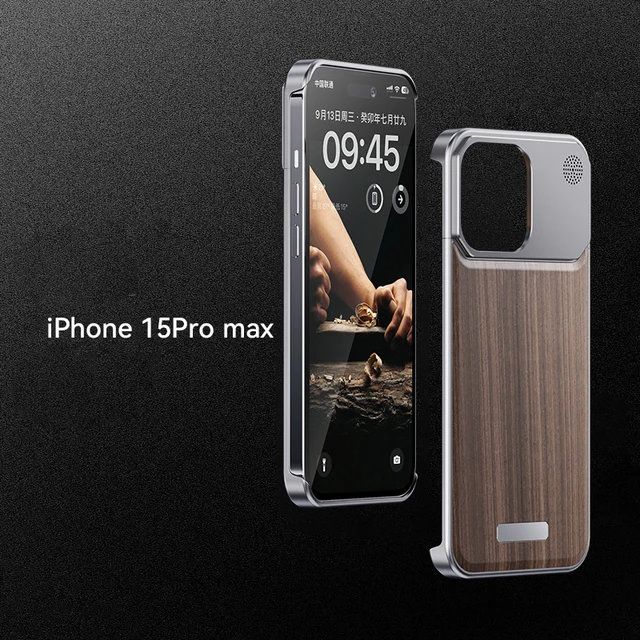 Walnut Aluminum Alloy Aromatherapy Metal Wood Grain iPhone Case, Models: Iphone16 pro max, Color: Aromatherapy wood grain gray