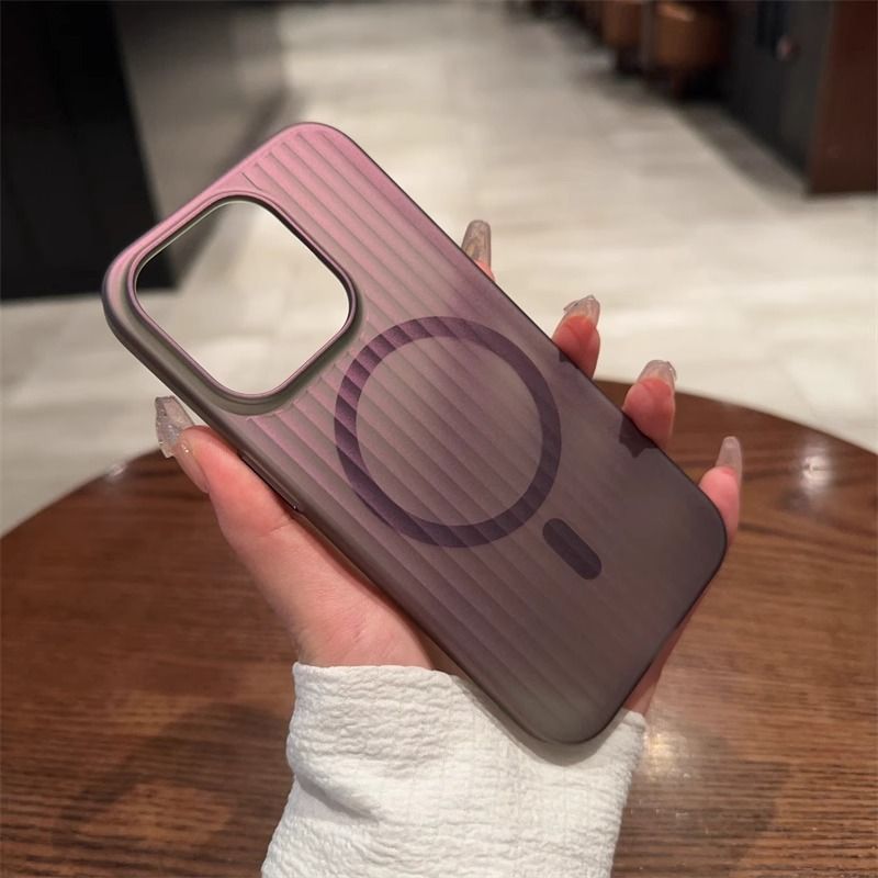 Drop-resistant Laser Magnetic Corrugated Transparent Protective iPhone Case, Applicable models: Iphone15promax, Color: Purple