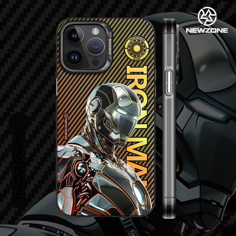 Original Iron Man Laser Chameleon Personality Drop-resistant iPhone Case, Color: Silver, Models: Iphone 15promax
