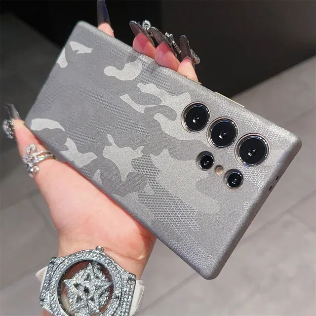 Luxury Military Camouflage Magnetic Phone Case, Color: Grey, Model: S24Ultra