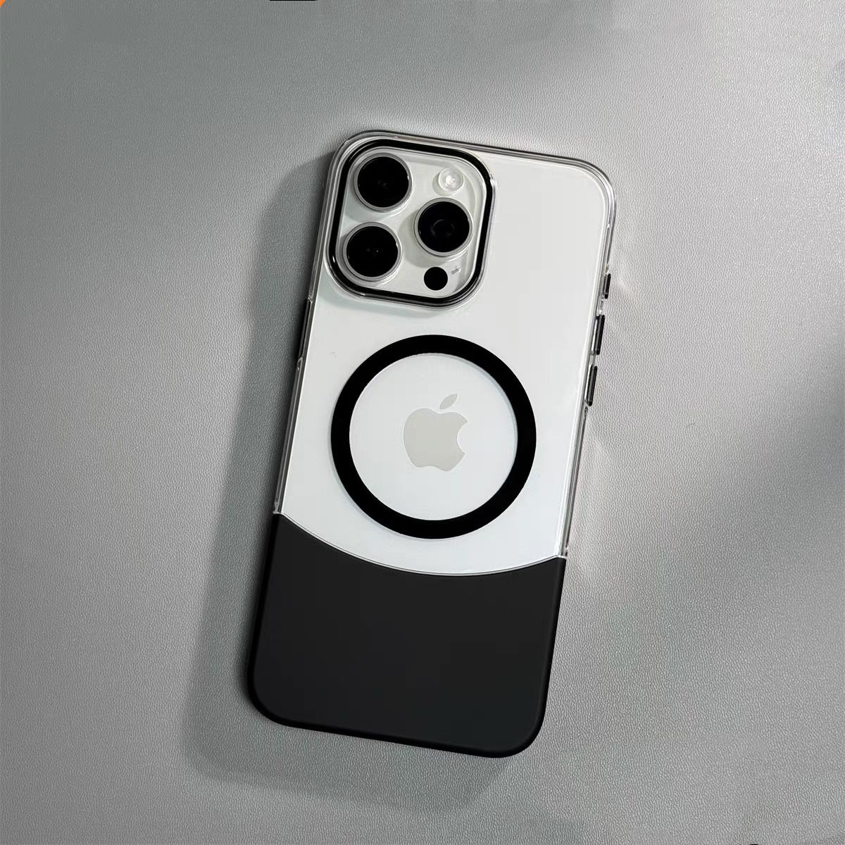 Splicing Color Transparent Magsafe iPhone Case, Color: Black, Models: Iphone 15 pro max