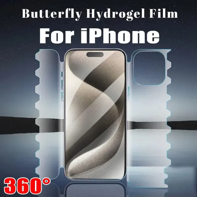 Full Coverage Butterfly Hydrogel Film Screen Protectors for iPhone , Size: iPhone 17 Pro Max, Color: All-inclusive butterfly film/hd